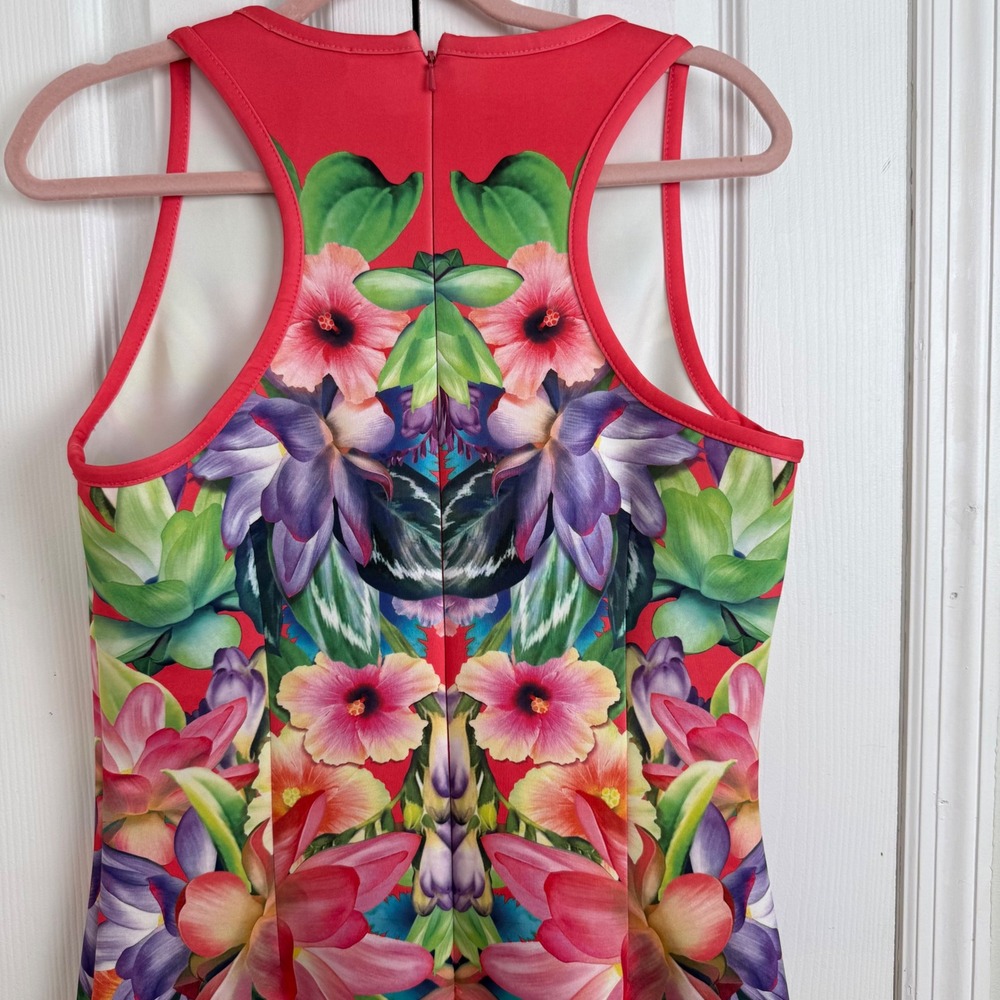 Laundry by Shelli Segal Tropical Floral Print Scuba Dress Large Body Con Resort - Picture 8 of 9